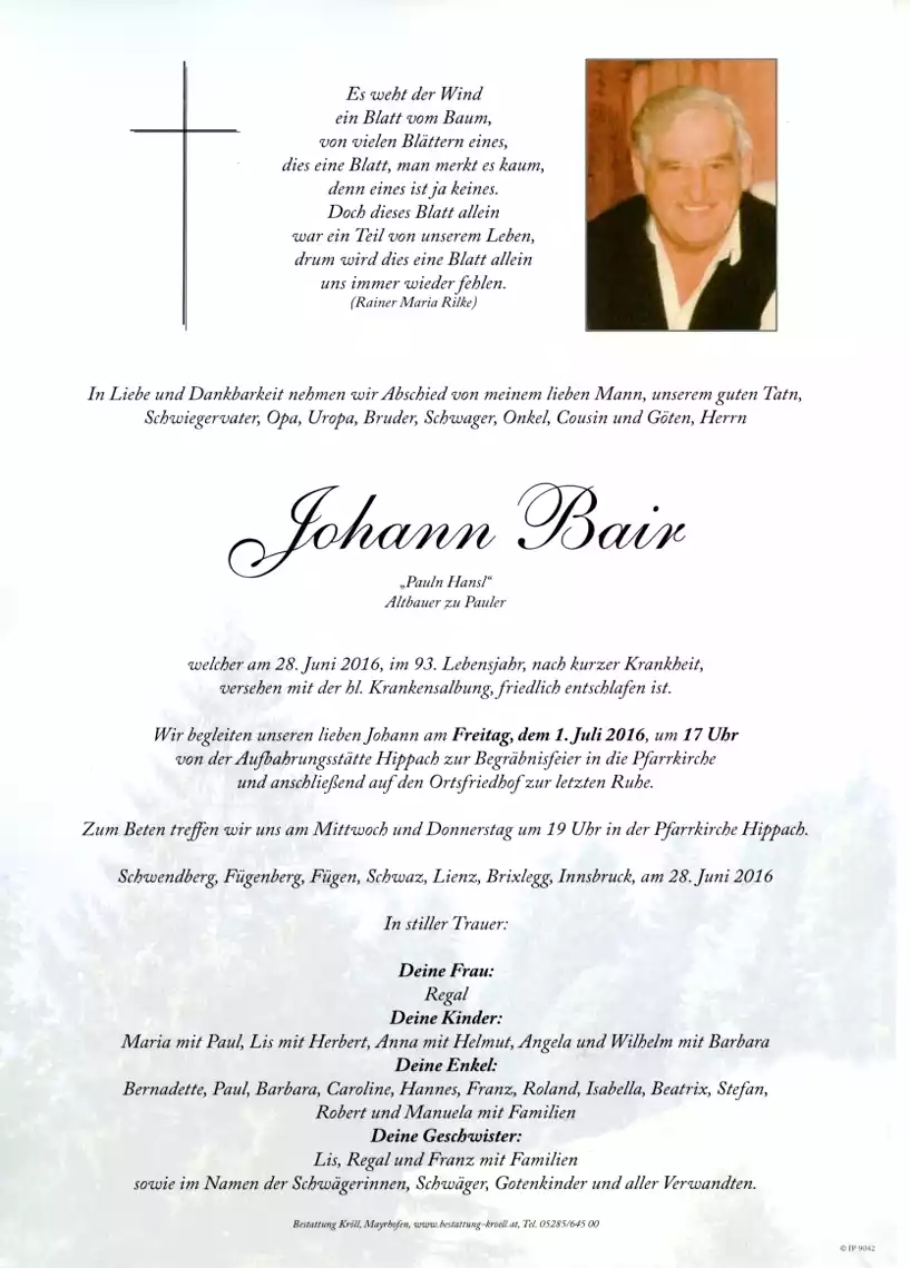 Parte von Johann Bair